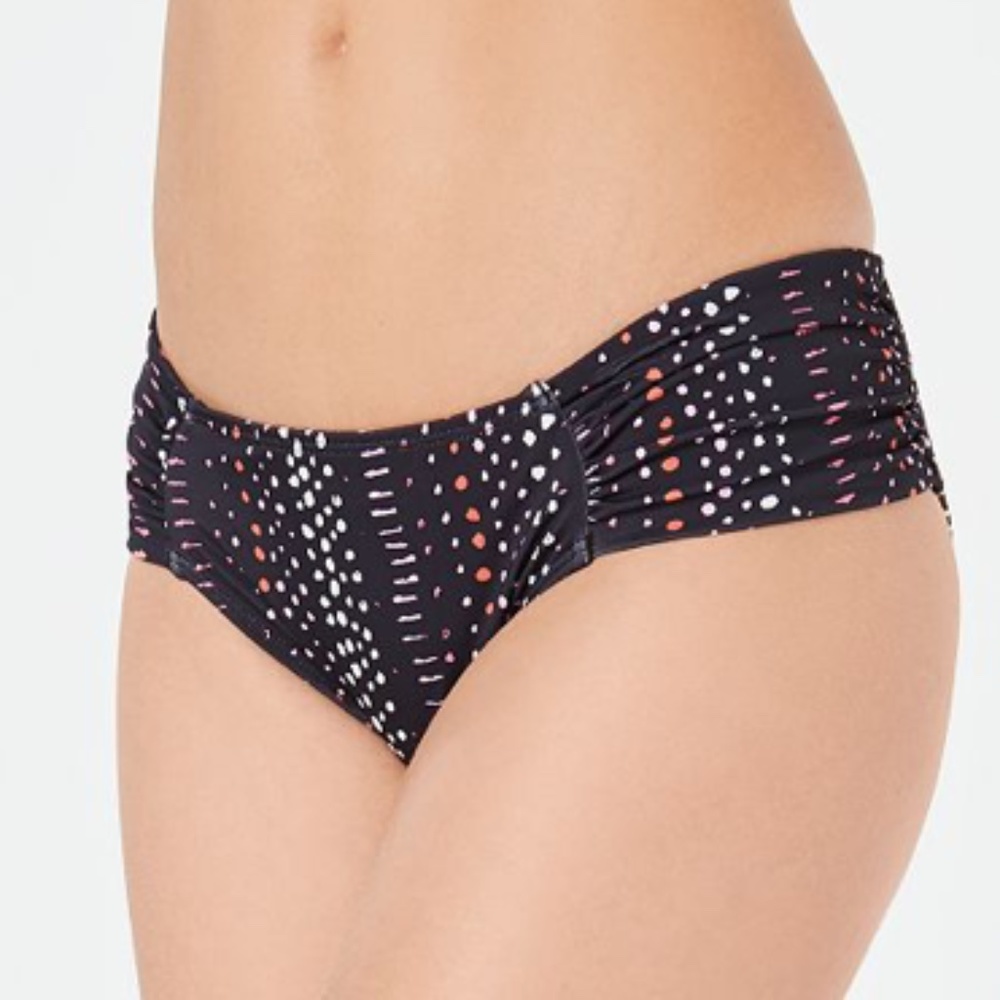 Rachel Roy Dot-Dash Ruched-Side Bikini Bottoms